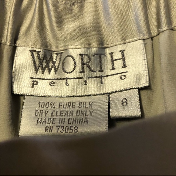 52 Weekends Tube Top M and Worth Petites Satin Pants 8 Silver Grey - Picture 7 of 7